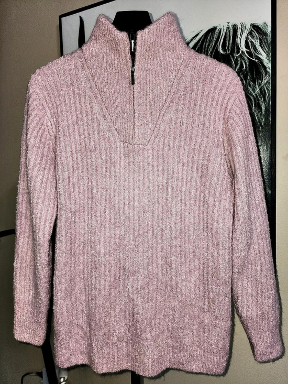 L.L. Bean Women’s Cozy Cloud Wool-Blend Quarter-Zip Sweater Size Medium Petite